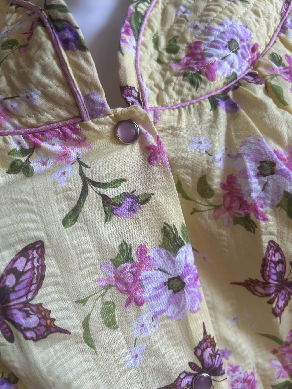 Granny Bobbie Brooks Yellow Floral & Butterfly Nightgown - Picture 3 of 5